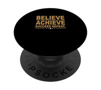 Gráfico Brown Believe Succeed Repeat Brown PopSockets PopGrip Adhesivo