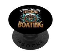 Gráfico clásico de lancha a Motor para capitán de lancha PopSockets PopGrip Adhesivo