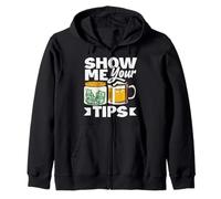 Gráfico cómico de Bartender Show Me Your Tips Sudadera con Capucha