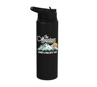 Gráfico con aires retro de los 80: Mountains Are Calling & I Must Go Stainless Steel Insulated Water Bottle