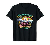 Gráfico con Cita de «Cuando la Vida se Pone difícil, Monta un Unicornio» Camiseta