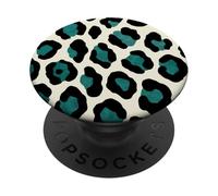Gráfico con estampado de leopardo verde azulado: patrón de animales de guepardo de PopSockets PopGrip Adhesivo