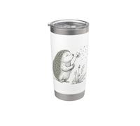 Gráfico Cottagecore Naturaleza Hedgehog Lovers Soplando Diente de León Vaso térmico de acero inoxidable de doble pared