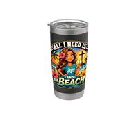 Gráfico cristiano de verano de All I Need Is Jesus and the Beach Vaso térmico de acero inoxidable de doble pared