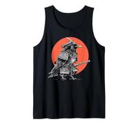 Gráfico Cuervo Guerrero Puesta de Sol japonés Ukiyo-e Arte Camiseta sin Mangas