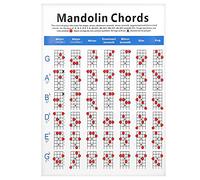 Gráfico de Acordes de Mandolina, Práctica Mayor de Acordes Mayores de Acordes Rojos Círculo Rojo Posición del Dedo con Almacenamiento de Tubo de Papel Largo, para Principiantes