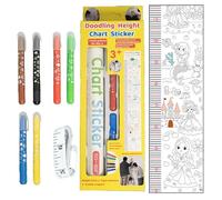 Gráfico de altura para la pared, gráfico de altura para niños - Pegatina de altura Doodling | Pegatina de crecimiento multifuncional de guardería limpia para la habitación para niños salas de juegos d