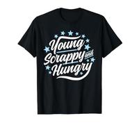 Gráfico de América del 4 de Julio Young Scrappy and Hungry USA Camiseta gráfica económica, Hombre, Negro, S
