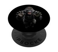 Gráfico de Animal Salvaje de un Gorila con Lomo Plateado de Fierce Leaping PopSockets PopGrip Adhesivo