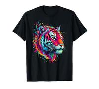 Gráfico de Animales de Cabeza de Tigre arcoíris para niños, Hombres y Mujeres Camiseta