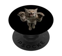 Gráfico de Animales Salvajes de Fierce Leaping Lynx Bobcat PopSockets PopGrip Adhesivo