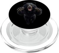 Gráfico de Animales Salvajes de Oso Negro Saltando Feroz PopSockets PopGrip para MagSafe