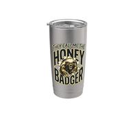 Gráfico de animales salvajes feroces They Call Me The Honey Badger Vaso térmico de acero inoxidable de doble pared