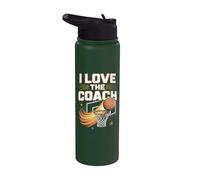 Gráfico de aro de baloncesto I Love The Coach Stainless Steel Insulated Water Bottle