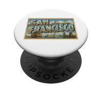 Gráfico de Arte de Viaje Vintage de los años 50 de la Ciudad de San Francisco, California PopSockets PopGrip Adhesivo