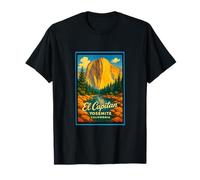 Gráfico de arte retro vintage de El Capitan Yosemite Park CA Camiseta