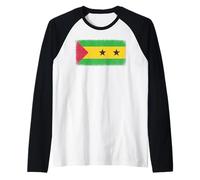 Gráfico de bandera de Santo Tomé y Príncipe para hombres, mujeres y niños Camiseta Manga Raglan