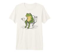 Gráfico de baño Anfibio de Rana sentada en el Inodoro Camiseta Premium