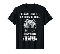 Gráfico de Baterista Vintage In My Head I'm Rocking a Drum Solo Camiseta