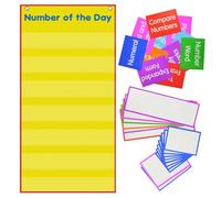 Gráfico de bolsillo de aula borrable - Junta de matemáticas de maestros, número de póster de aprendizaje diario | Escuela de Estudiantes de Primaria Kindergarten, decoración de la puerta de la oficina