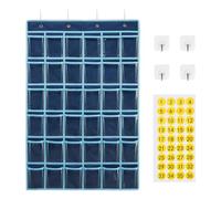 Gráfico de bolsillo para teléfonos celulares - soporte de teléfono de pared con 36 bolsillos transparentes, etiqueta engomada número incluido | Bibliotecas de clase de organizadores de pared de