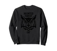 Gráfico de búho de Gato del Bosque Encantado para Espeluznante y Halloween Sudadera
