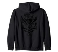 Gráfico de búho de Gato del Bosque Encantado para Espeluznante y Halloween Sudadera con Capucha