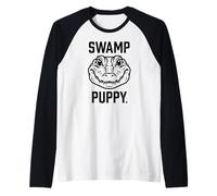 Gráfico de Cachorro de pantano con Bonita Cabeza de cocodrilo Camiseta Manga Raglan
