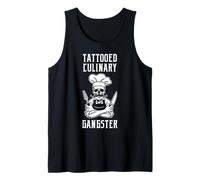Gráfico de Calavera de gángster culinario Tatuado de Chef Camiseta sin Mangas