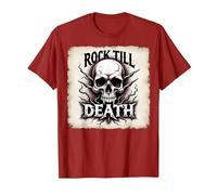 Gráfico de Calavera de Rock de Metal Pesado hasta la Muerte Camiseta, Hombre, Arándano, XXL