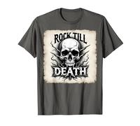 Gráfico de Calavera de Rock de Metal Pesado hasta la Muerte Camiseta, Hombre, Asfalto, XXL