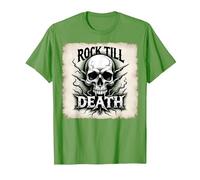 Gráfico de Calavera de Rock de Metal Pesado hasta la Muerte Camiseta, Hombre, Hierba, XXL