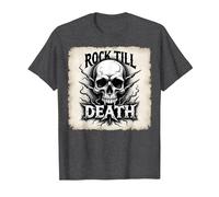 Gráfico de Calavera de Rock de Metal Pesado hasta la Muerte Camiseta, Hombre, Jaspeado Oscuro, 3XL