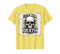 Gráfico de Calavera de Rock de Metal Pesado hasta la Muerte Camiseta, Hombre, Limón, XXL