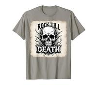 Gráfico de Calavera de Rock de Metal Pesado hasta la Muerte Camiseta, Hombre, Pizarra, XL