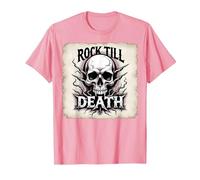Gráfico de Calavera de Rock de Metal Pesado hasta la Muerte Camiseta, Hombre, Rosado, XXL