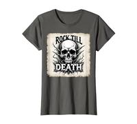 Gráfico de Calavera de Rock de Metal Pesado hasta la Muerte Camiseta, Mujer, Asfalto, S