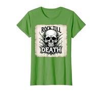Gráfico de Calavera de Rock de Metal Pesado hasta la Muerte Camiseta, Mujer, Hierba, M
