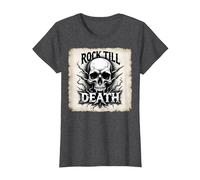 Gráfico de Calavera de Rock de Metal Pesado hasta la Muerte Camiseta, Mujer, Jaspeado Oscuro, XXL