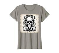 Gráfico de Calavera de Rock de Metal Pesado hasta la Muerte Camiseta, Mujer, Pizarra, XL