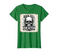 Gráfico de Calavera de Rock de Metal Pesado hasta la Muerte Camiseta, Mujer, Verde Kelly, XL