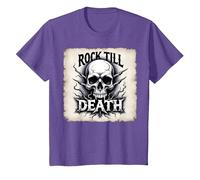 Gráfico de Calavera de Rock de Metal Pesado hasta la Muerte Camiseta, Niños, Morado Jaspeado, 6 años