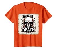 Gráfico de Calavera de Rock de Metal Pesado hasta la Muerte Camiseta, Niños, Naranja, 2 años