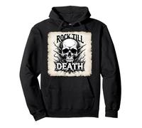 Gráfico de Calavera de Rock de Metal Pesado hasta la Muerte Sudadera con Capucha, Unisex para Adultos, Negro, XL
