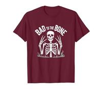 Gráfico de Calavera de Skeleton Men Bad to The Bone Rock Camiseta, Hombre, Granate, XXL