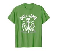 Gráfico de Calavera de Skeleton Men Bad to The Bone Rock Camiseta, Hombre, Hierba, L