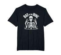 Gráfico de Calavera de Skeleton Men Bad to The Bone Rock Camiseta, Hombre Tallas Grandes, Negro, 2X Alto