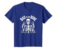 Gráfico de Calavera de Skeleton Men Bad to The Bone Rock Camiseta, Niños, Azul Real, 12 años