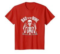 Gráfico de Calavera de Skeleton Men Bad to The Bone Rock Camiseta, Niños, Rojo, 4 años