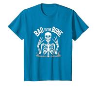 Gráfico de Calavera de Skeleton Men Bad to The Bone Rock Camiseta, Niños, Zafiro, 6 años